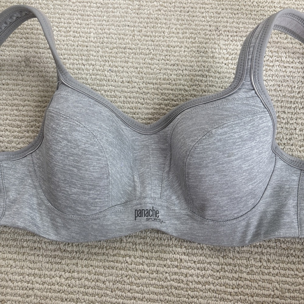 Panache Sport Power Wired Sports Bra 34B Gray High Impact 5021 Athletic Gym